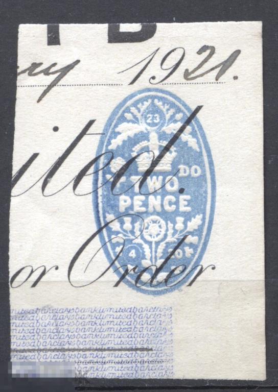 Великобритания вырезка из гербовой бумаги непочтовая ревеню фискальная гашеная 