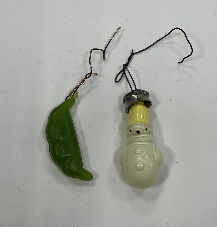 Новогодняя елочная игрушка Мини Малютка Снеговик и Горох 2 шт СССР