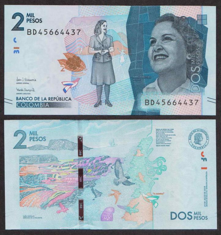 Колумбия 2000 Песо 2019 new UNC (ПРЕСС)