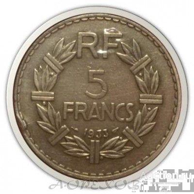 5 франков 1933 Франция (холдер)