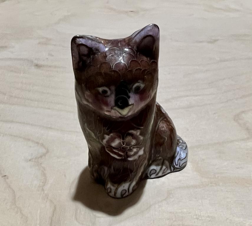 Фигурка Статуэтка Кошка сидит Эмали Клуазоне