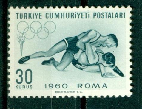 Марки.  Турция.  1960.  Спорт.  XVII  летние  Олимпийские  Игры  в  Риме.  РАЗНОБОЙ.
