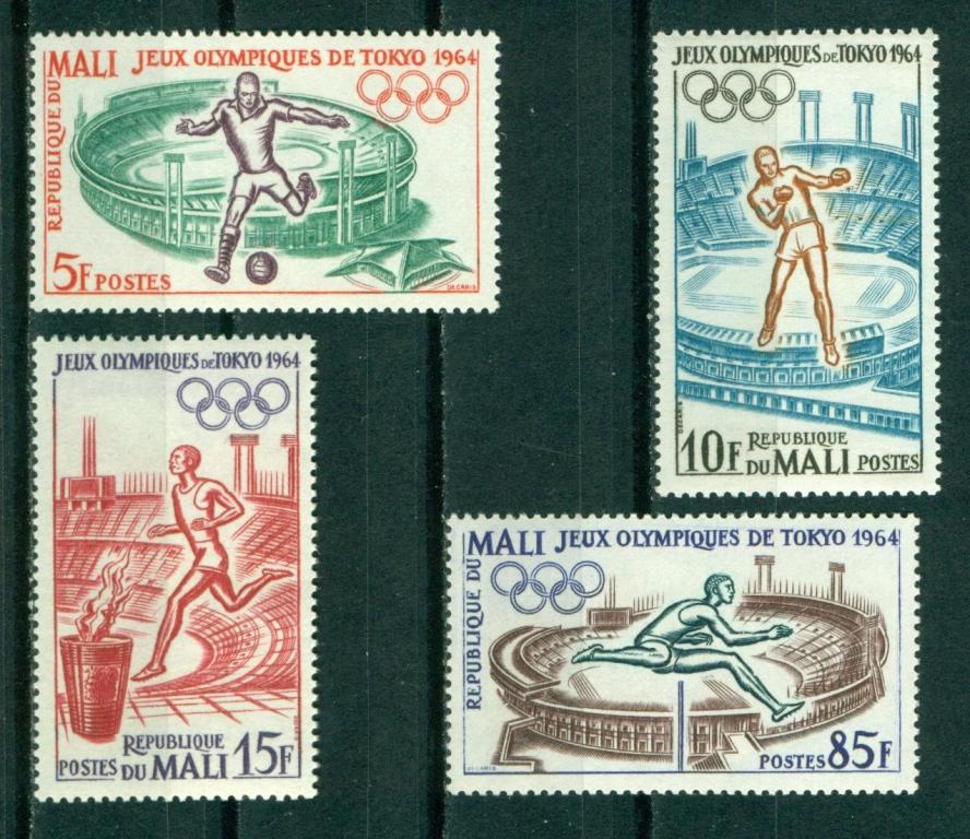 Марки.  Мали.  1964.  Спорт.  XVIII  летние  Олимпийские  Игры  в  Токио.  Серия  +  Блок.
