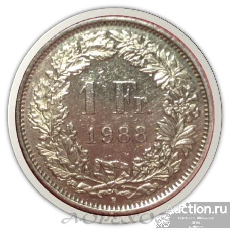 1 франк 1988 Швейцария (холдер)