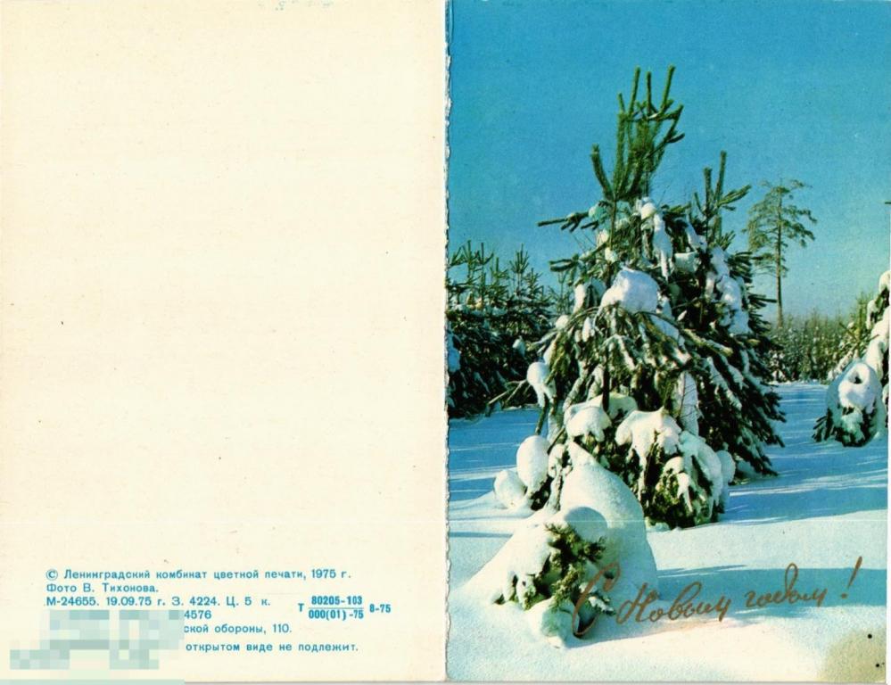 (WG) С новым годом 1975 Тихонов зимний лес (2022-148) двойная чистая 