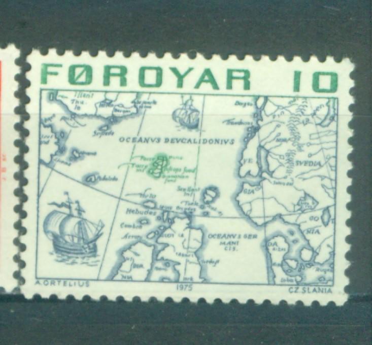 Дания (Фарерские о-ва) 1975 г. стандартный выпуск Карта негашеная**