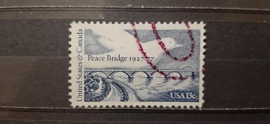 США Мост Мира голубь фауна птица река вода 1977 гашёная