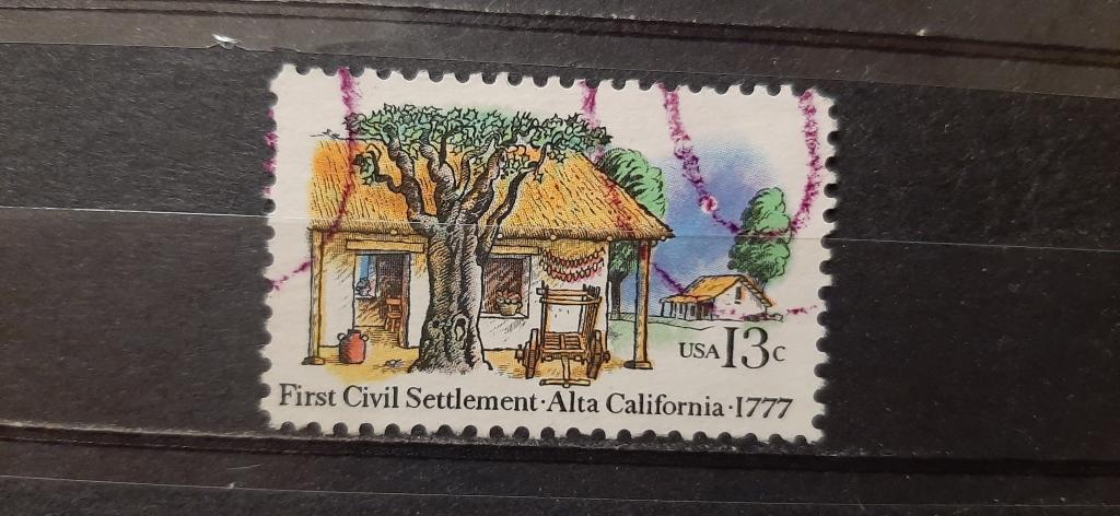 США 200 лет первому гражданскому поселению в Калифорнии Альта 1977 гашёная