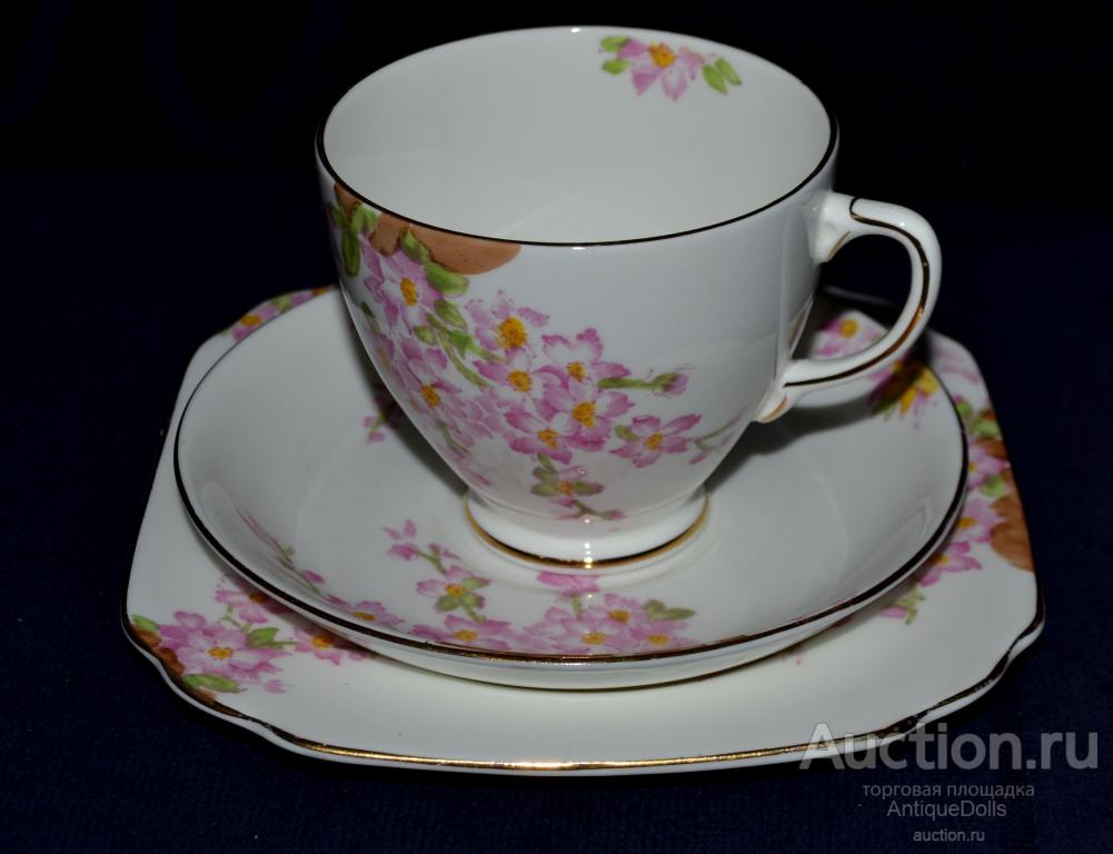 Чайная тройка Old Royal Англия,костяной фарфор, 1960е годы.