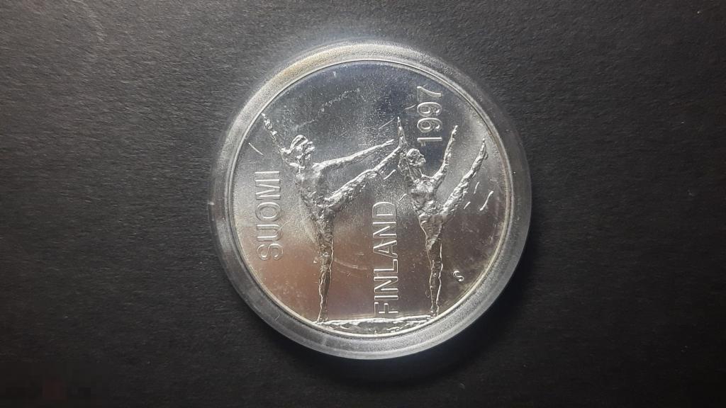 (WG) 100 марок 1997 Финляндия Пааво Нурми  серебро (ДЮ) из коллекции состояние 