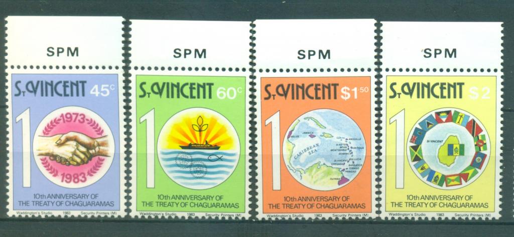 Сент-Винсент 1983г. серия 10-летие договора ШАГУАРАМОС  негашеная**