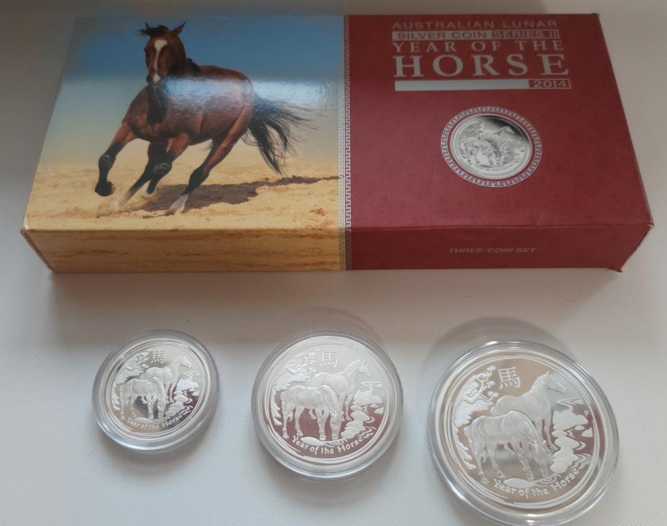 Лошадь Австралия набор серебро пруф 0,5 + 1 + 2 унции  2014
