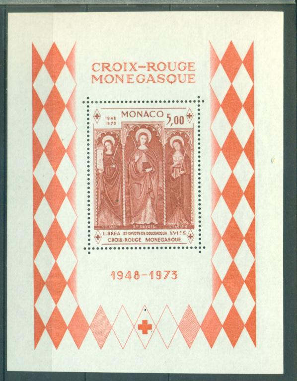 Монако 1973 г. блок "25 лет Монегаскскому Красному Кресту" негашеная**