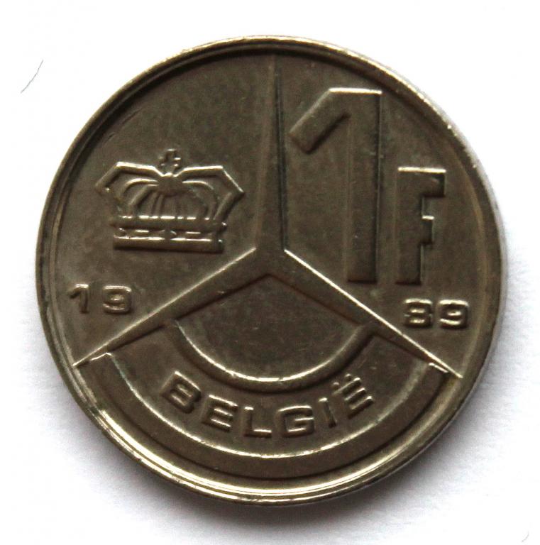БЕЛЬГИЯ 1 франк 1989 (KM# 171 «BELGIE») БОДУЭН I