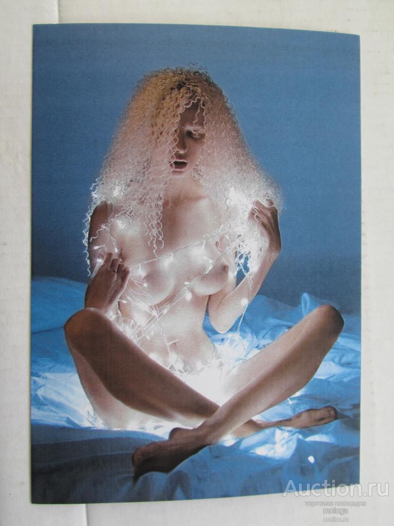 открытка эротика новогодний  гламур девушка  ню