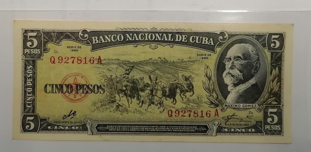 Куба 5 песо 1960 года подпись Че Гевара aUNC P# 91c
