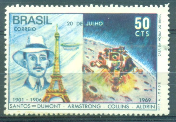 Бразилия 1969 г. Сантос Дюмонд День рождения негашеная*ЧБК