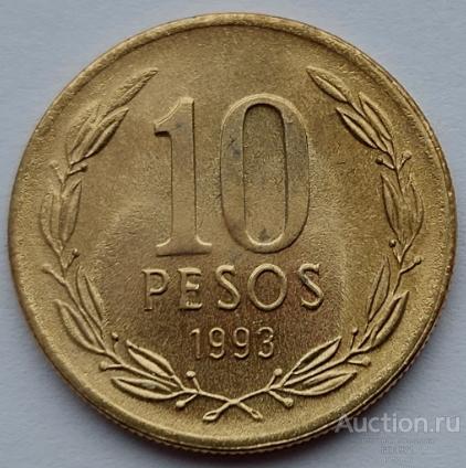 Чили 10 песо 1993г. KM# 228.2 Бернардо О’Хиггинс UNC Состояние.