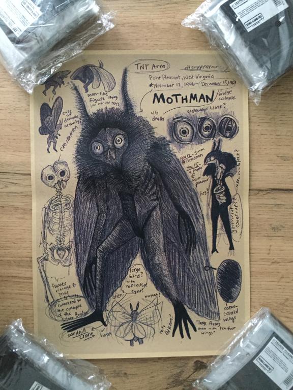 Mothman Человек-мотылёк постер плакат 21х30 см