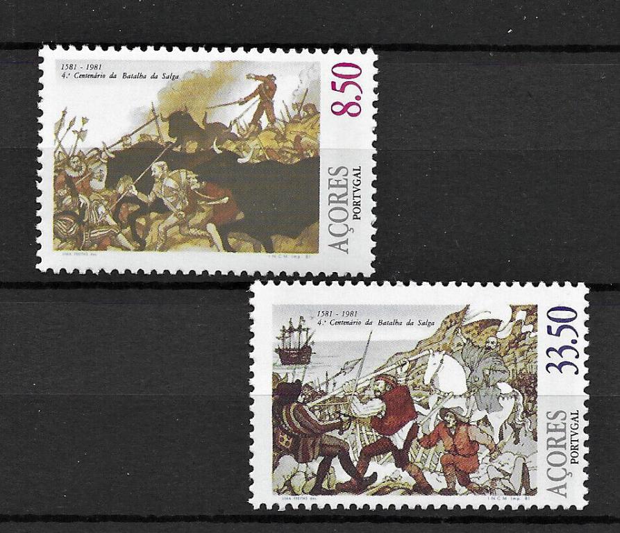 Азоры,1981,Ми-343-4**400 лет сражению при Салге