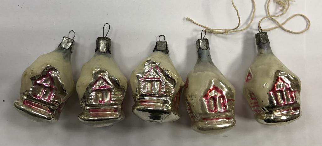 Новогодняя елочная игрушка Домик 6,5 см СССР