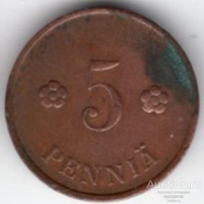 Финляндия 5 пенни 1938 года