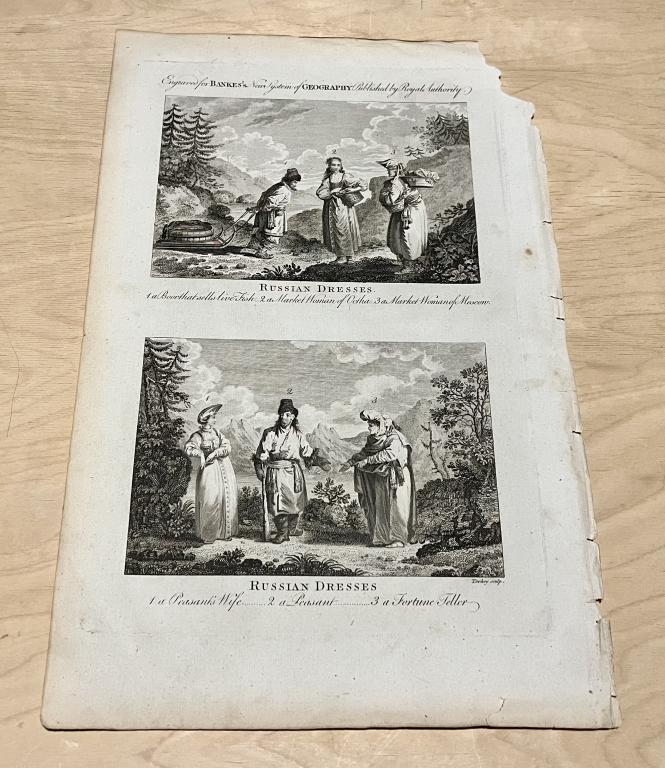 Россия Одежда Костюмы. 2 гравюры 1780 Русские платья