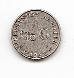 Нидерландские Антильские о-ва 1/10 гульдена 1963 редк