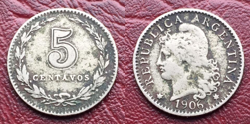 Аргентина 5 сентаво 1906 год 0066