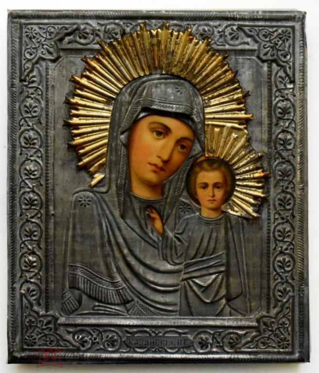 Икона Казанская Богоматерь, размер 26х31 см, До 1917 г.