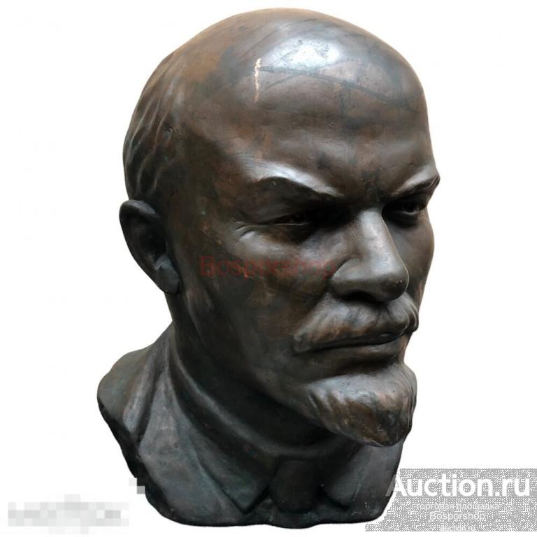 Бюст "В. И. Ленин" 1950-1960 гг., Алебастр, Медная облицовка, СССР 