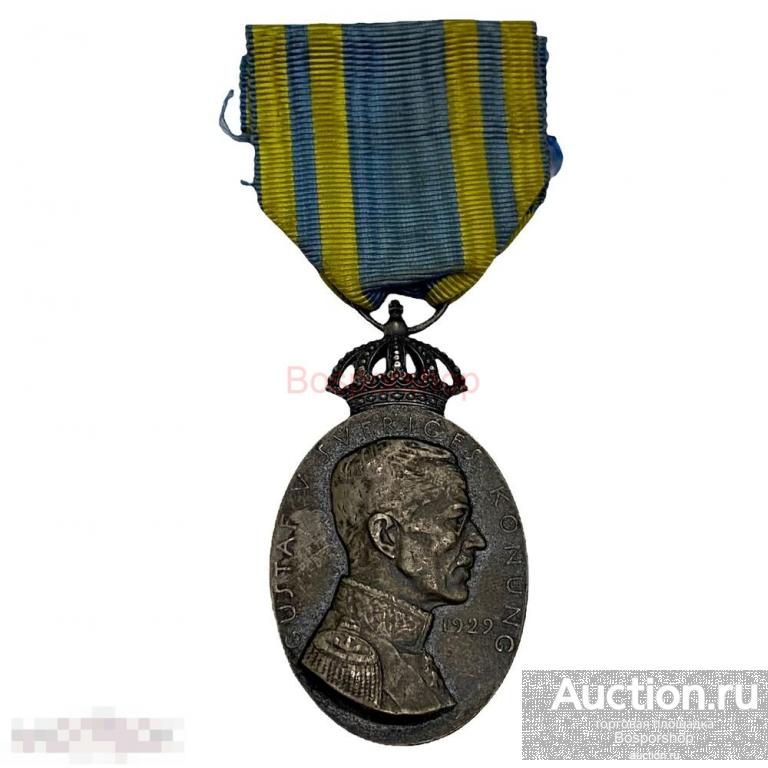 Швеция, медаль "За заслуги на море. Густав V" (Хаммаргерн) 1943 г. 