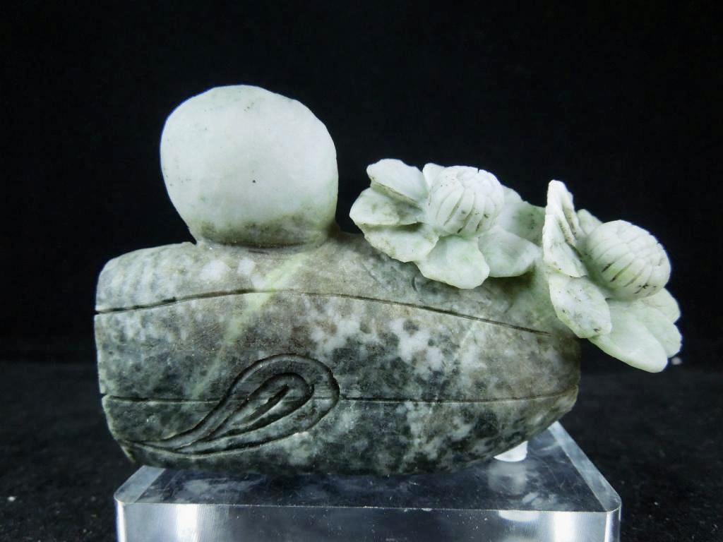 Фигурка Чурка бревно с цветами Камень Dushan Jade