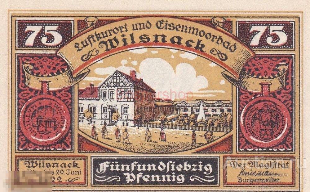 Германия (Веймарская Республика) Вильснак 75 пфеннигов 1922 г. (№7) 