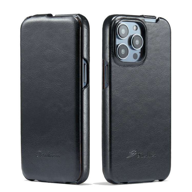 Кожаный чехол с вертикальным флипом для iPhone 14 Pro Max Fierre Shann (Black)