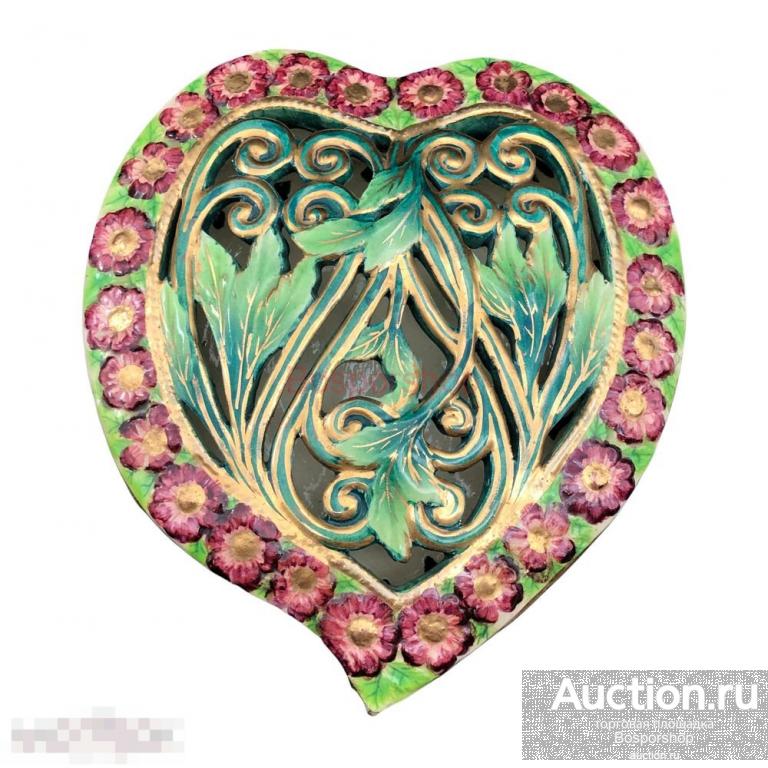 Шкатулка "Дивный сад", майолика, 1950-е, ручная роспись, позолота, Италия 