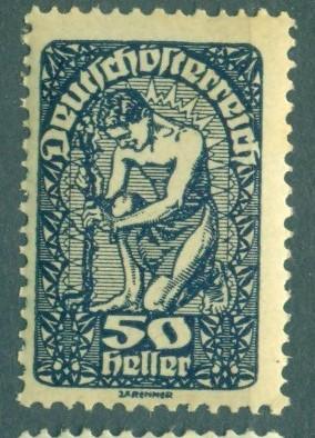 Австрия 1920 г. стандарт толстая серая бумага  негашеная**