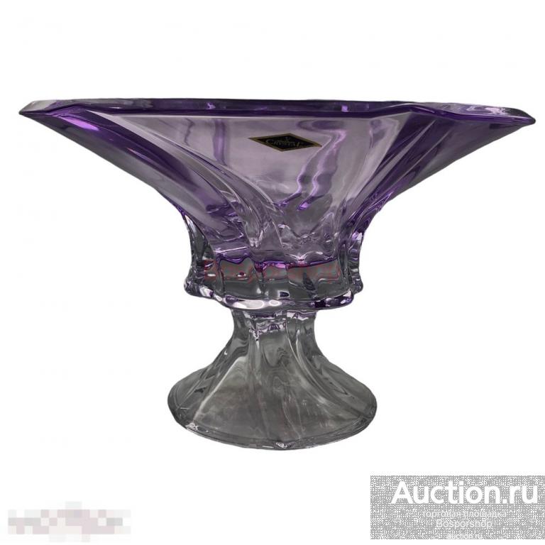 Фруктовница на ножке "Моцарт", богемское стекло, 1990-2010 г, Aurum Crystal, Bohemia, Чехия 