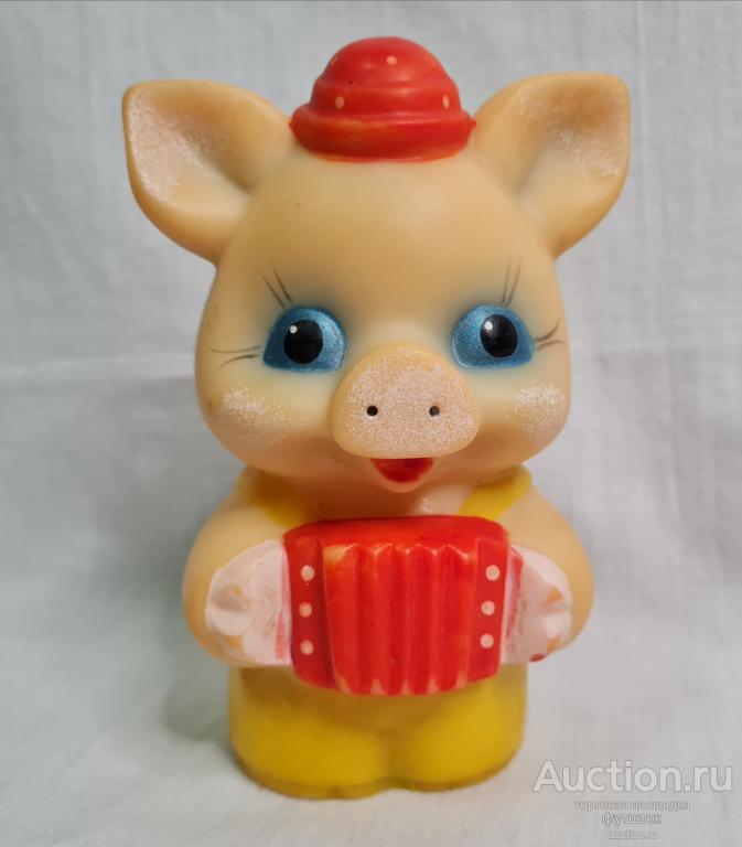 Поросенок с гармошкой Игрушка резиновая СССР (2.12.60)