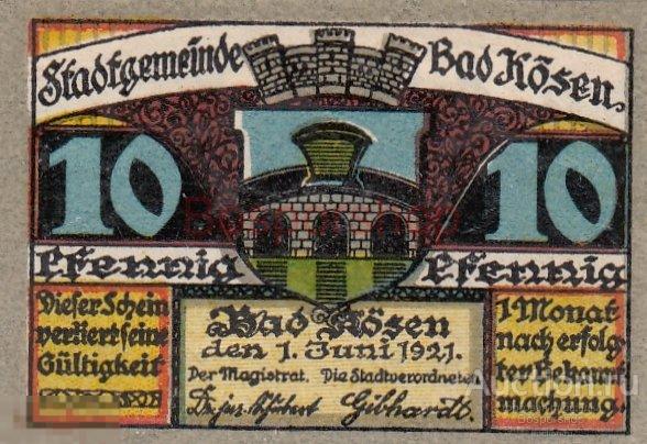 Германия (Веймарская Республика) Бад-Кёзен 10 пфеннигов 1921 г. (№1) (3) 