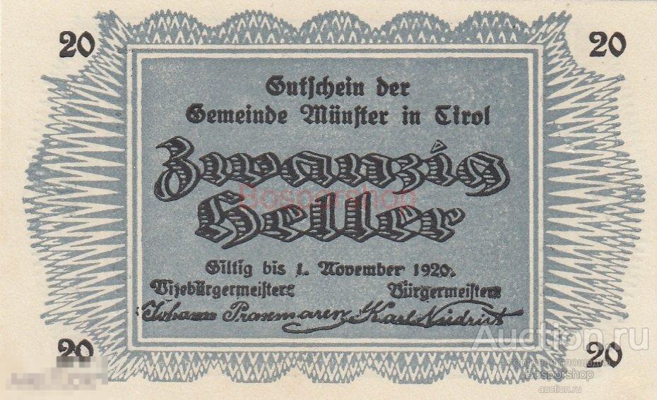 Австрия, Мюнстер 20 геллеров 1914-1920 гг. 