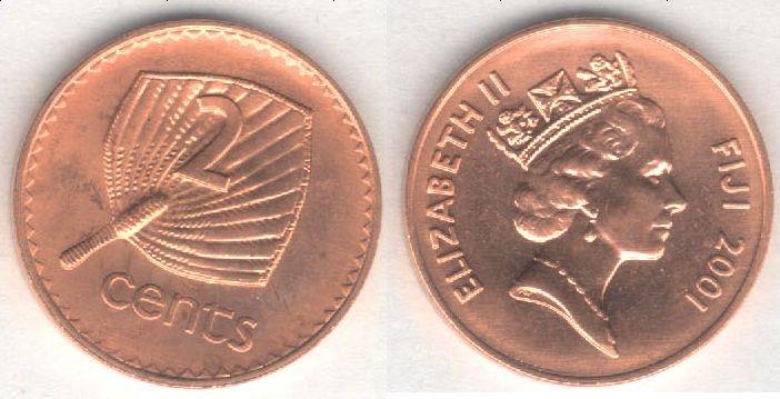Монета Фиджи 2 цента 2001 г. UNC