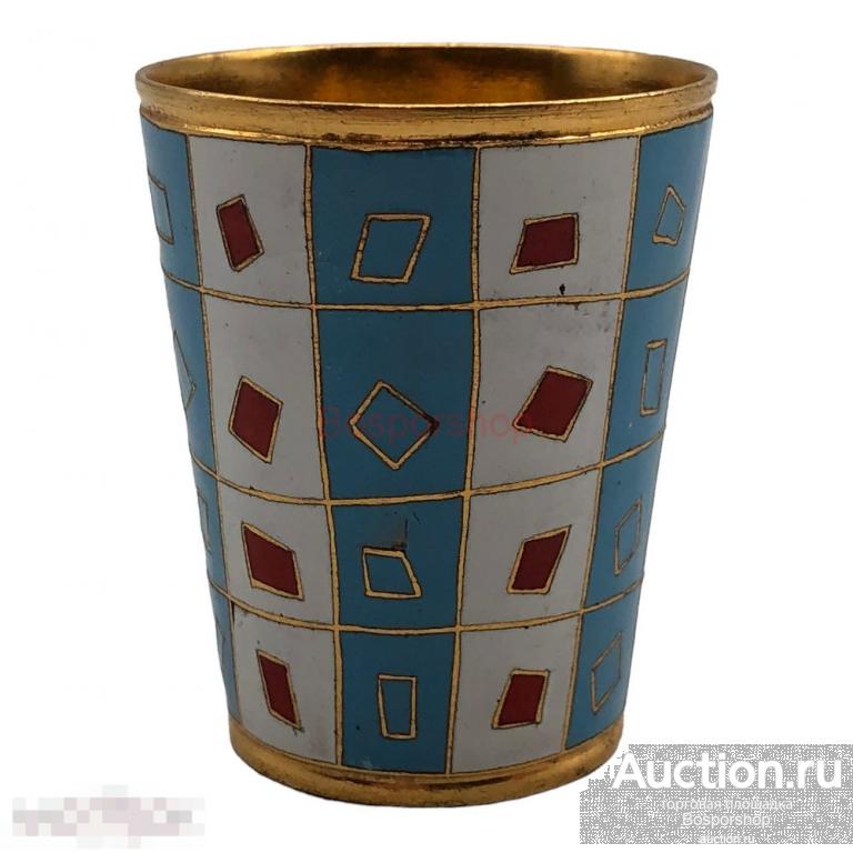 Стопка цветная с эмалью, металл, 1975-1985 гг., ЛЮМ, СССР (2) 