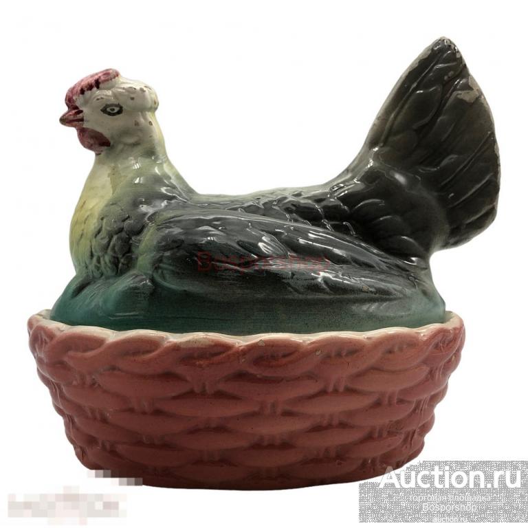 Фарфоровая масленка "Курочка" 1889-1917 гг., Кузнецов, Российская Империя (3) 