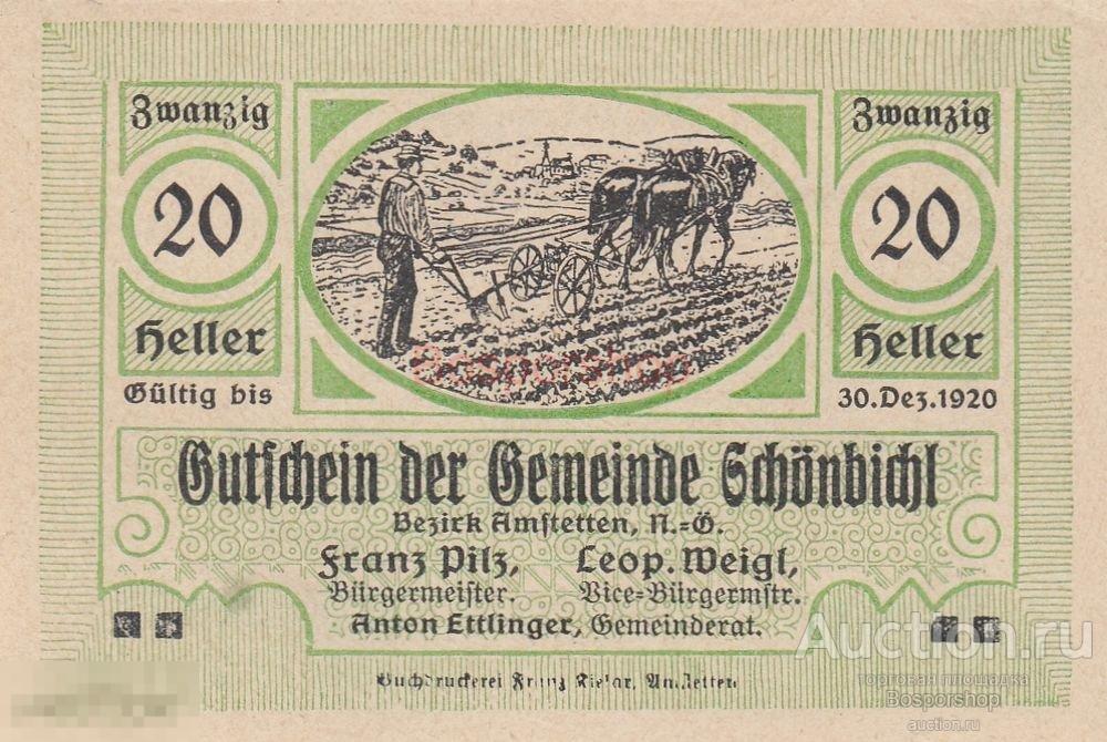Австрия, Шёнбихль 20 геллеров 1920 г. (№2) 