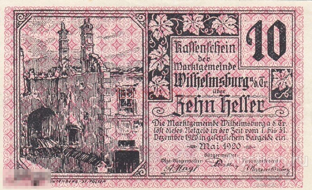Австрия, Вильгельмсбург 10 геллеров 1920 г. 