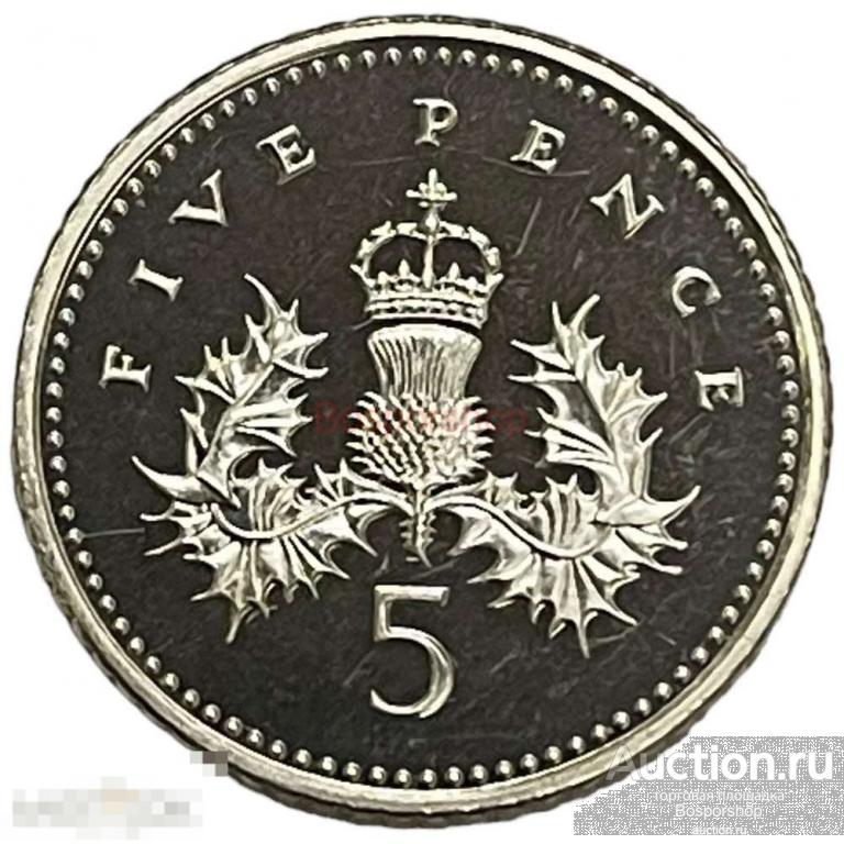 Великобритания 5 пенсов 2000 г. (Коронованный чертополох) (Proof) 