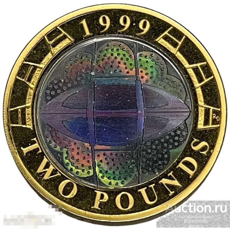 Великобритания 2 фунта 1999 г. (Кубок мира по регби, Уэльс) (Пьедфорт) (Proof) 