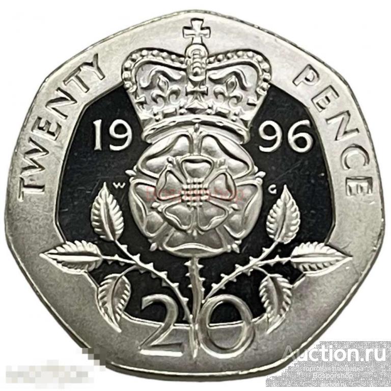 Великобритания 20 пенсов 1996 г. (25 лет десятичной валюте) (Proof) 