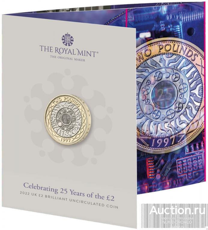 Великобритания 2 фунта, 2022 25 лет биметаллической монете 2 фунта